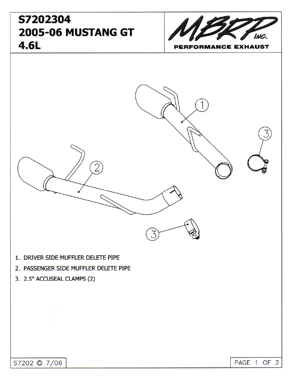 MBRP S7202304 User Manual | 2 pages