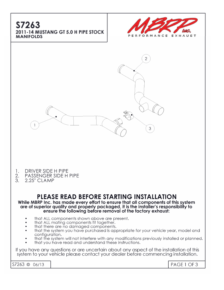 MBRP S7263 User Manual | 3 pages