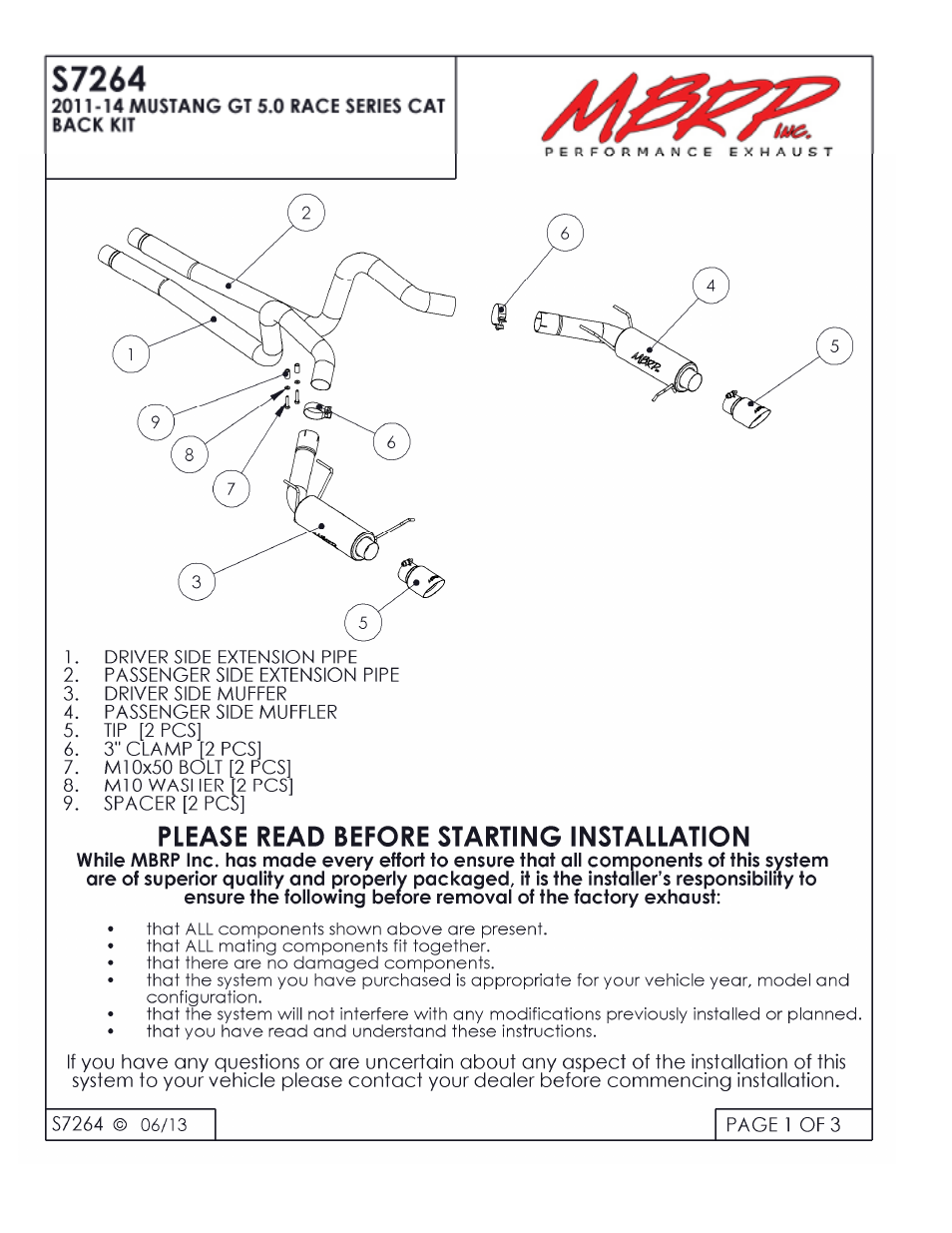 MBRP S7264 User Manual | 3 pages