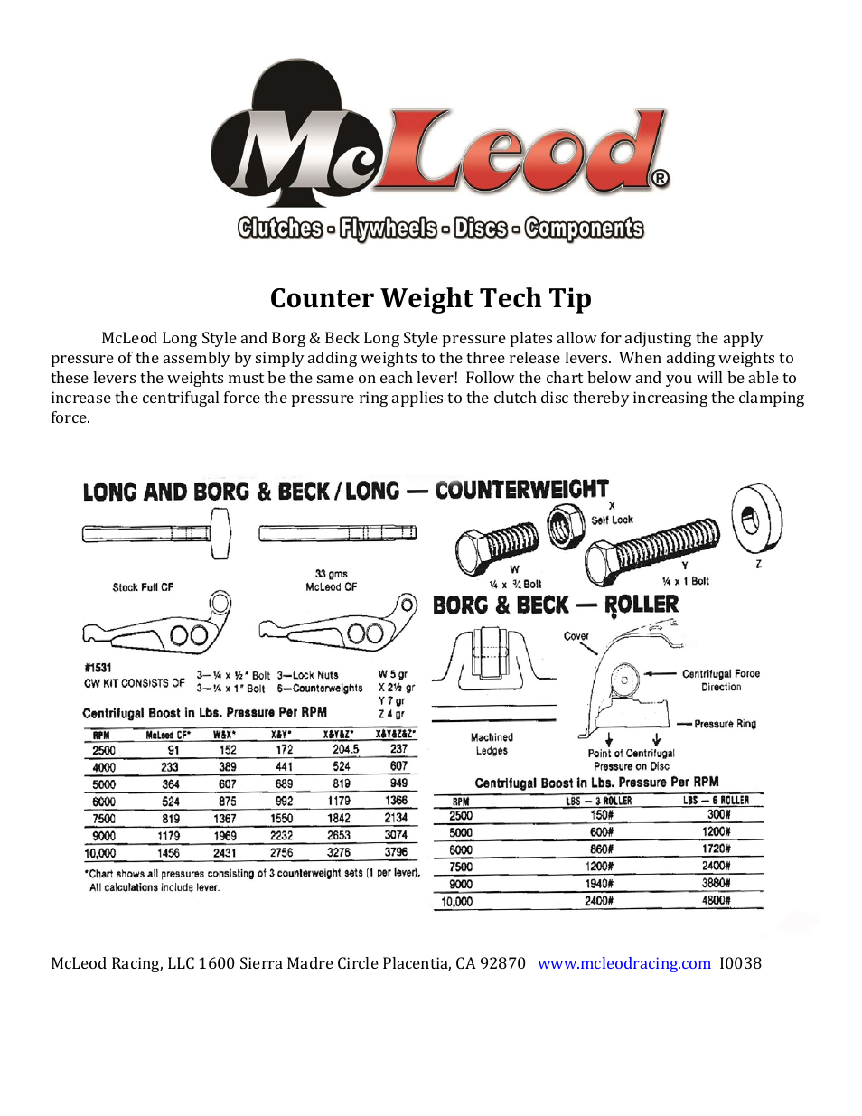 Mc Leod Counterweight Tech Tip User Manual | 1 page