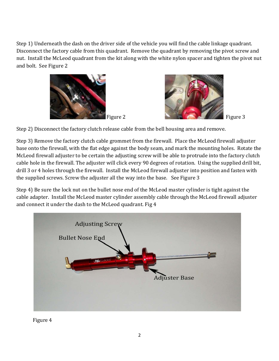 Mc Leod 1979-04 Mustang Hydraulic Conversion Instructions User Manual | Page 2 / 4