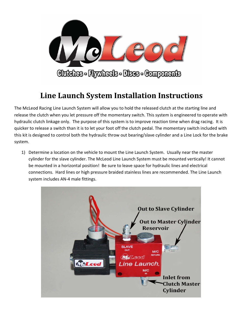 Mc Leod Line Launch User Manual | 2 pages