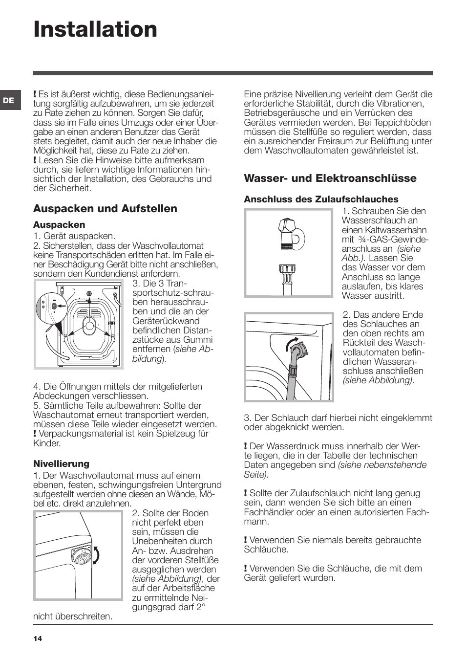 Installation | Indesit IWB 5125 User Manual | Page 14 / 48