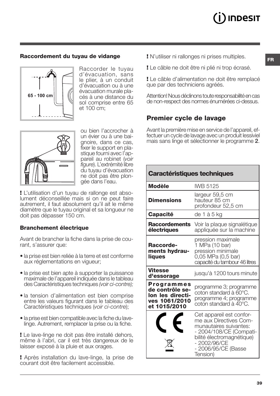 Indesit IWB 5125 User Manual | Page 39 / 48