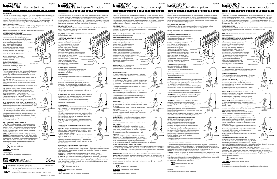 Merit Medical BasixCOMPAK Inflation Syringe User Manual | 2 pages