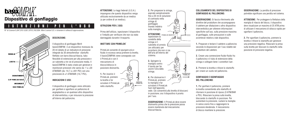 Dispositivo di gonfiaggio | Merit Medical BasixCOMPAK Inflation Syringe User Manual | Page 3 / 10