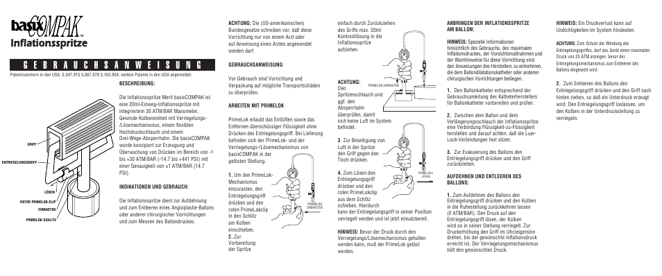 Inflationsspritze | Merit Medical BasixCOMPAK Inflation Syringe User Manual | Page 4 / 10