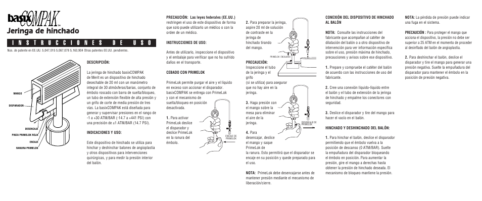 Jeringa de hinchado | Merit Medical BasixCOMPAK Inflation Syringe User Manual | Page 5 / 10