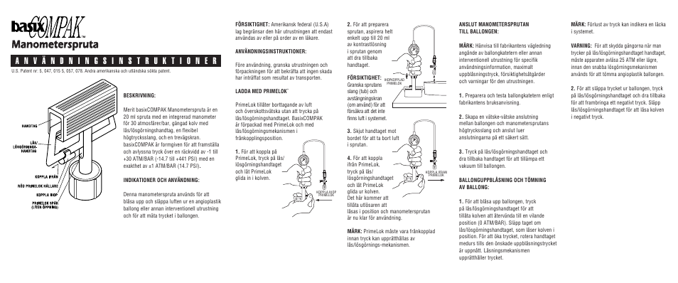 Manometerspruta | Merit Medical BasixCOMPAK Inflation Syringe User Manual | Page 8 / 10