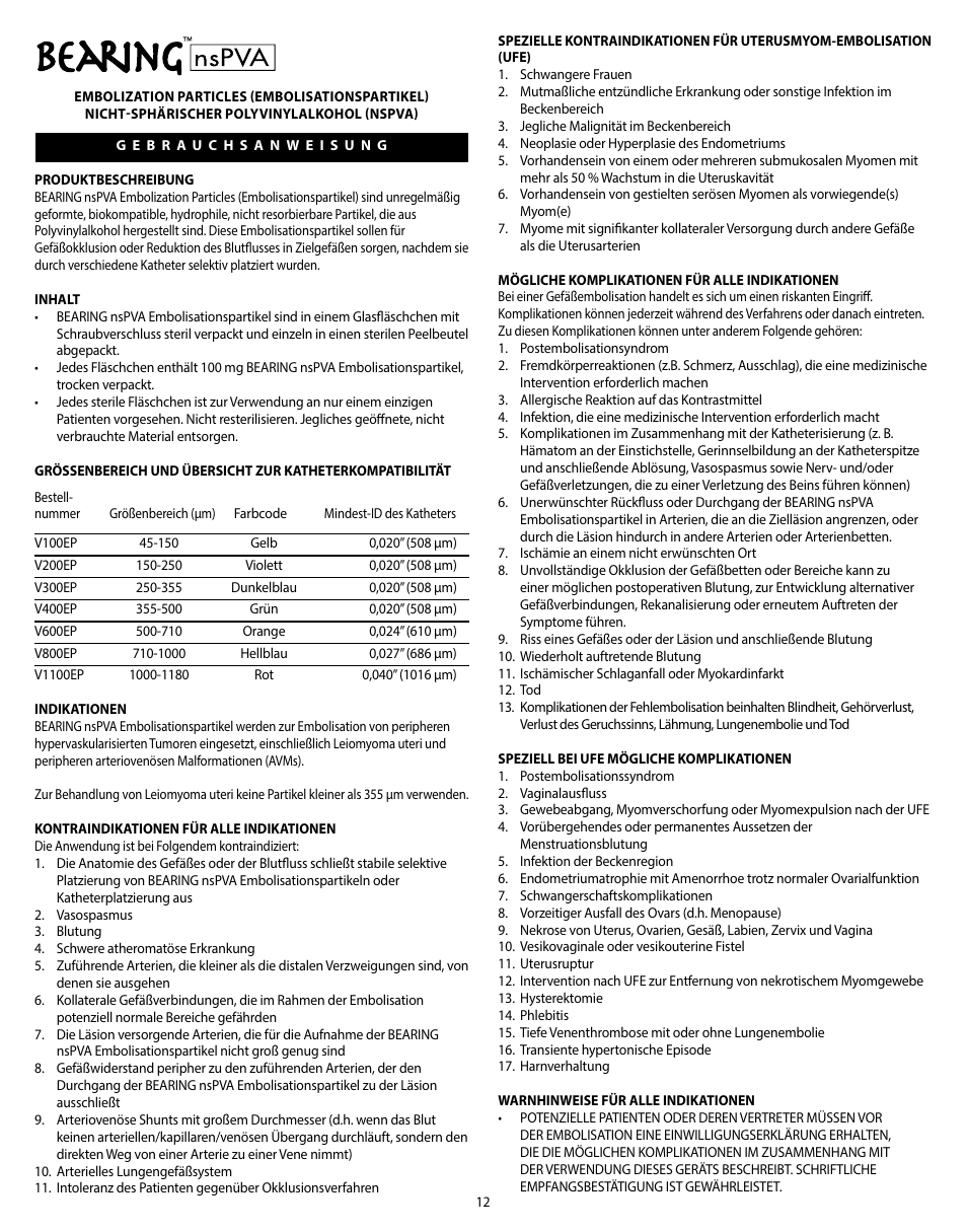 Merit Medical Bearing nsPVA User Manual | Page 12 / 72