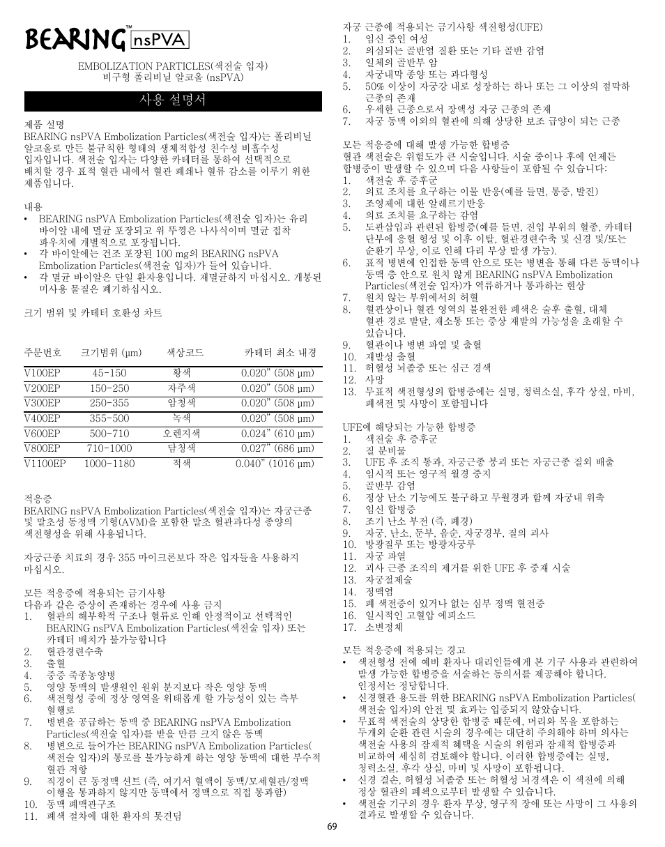 사용 설명서 | Merit Medical Bearing nsPVA User Manual | Page 69 / 72