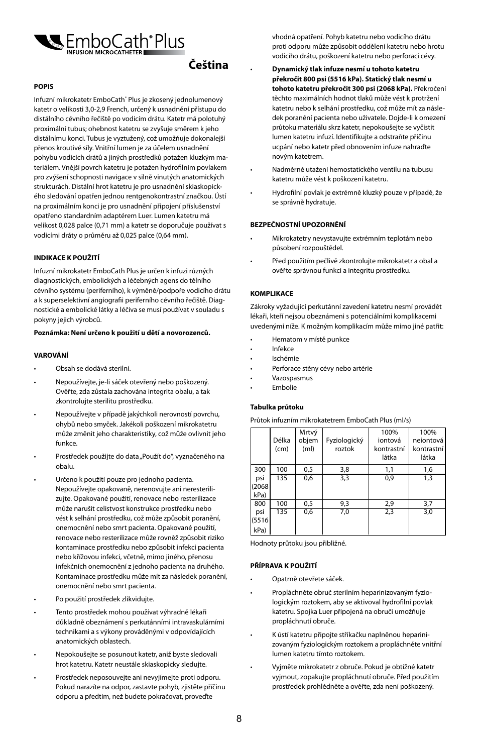 Čeština | Merit Medical EmboCath Plus Infusion Microcatheter IFU User Manual | Page 10 / 49