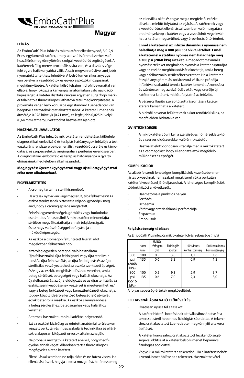 Magyar | Merit Medical EmboCath Plus Infusion Microcatheter IFU User Manual | Page 24 / 49