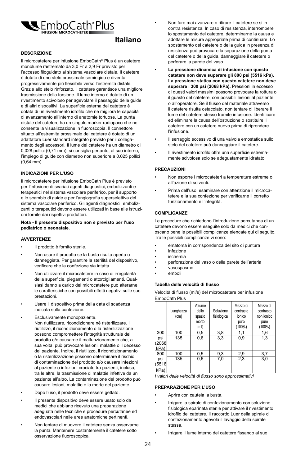 Italiano | Merit Medical EmboCath Plus Infusion Microcatheter IFU User Manual | Page 26 / 49