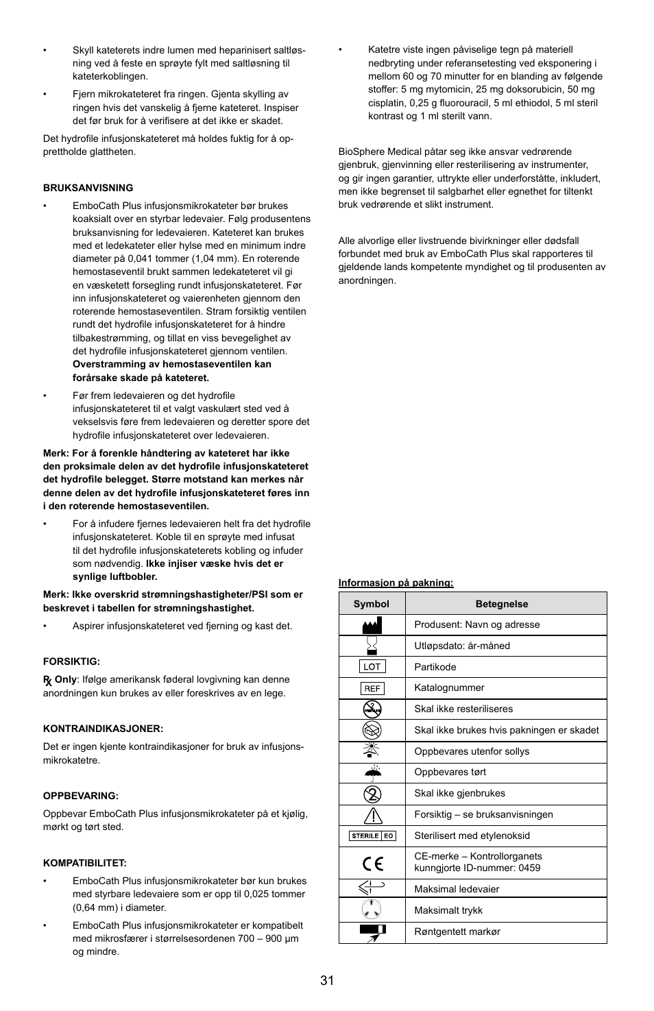 Merit Medical EmboCath Plus Infusion Microcatheter IFU User Manual | Page 33 / 49