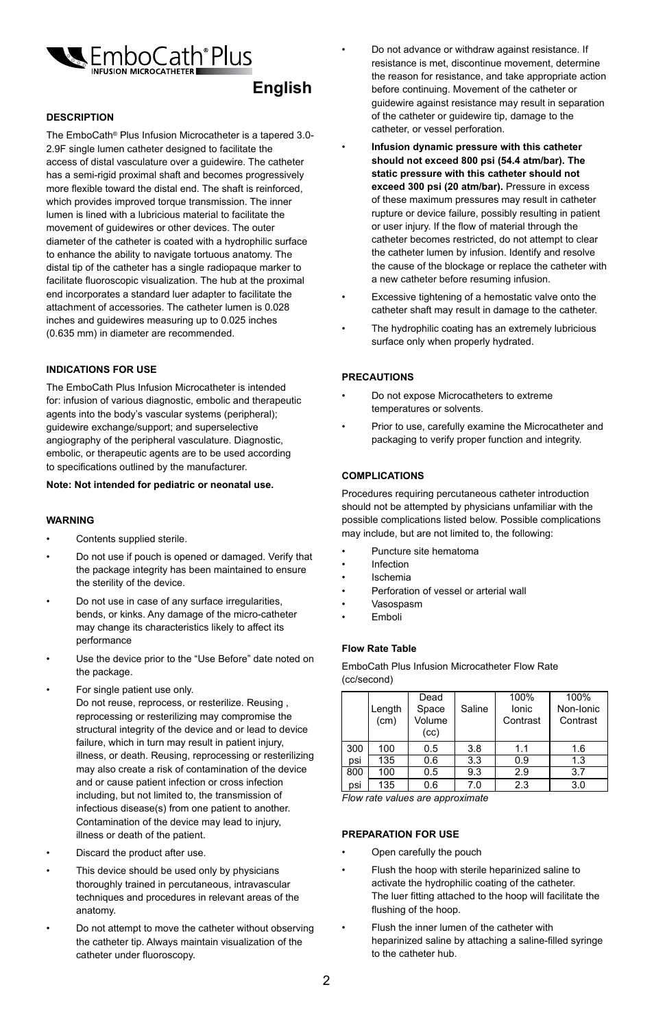 English | Merit Medical EmboCath Plus Infusion Microcatheter IFU User Manual | Page 4 / 49