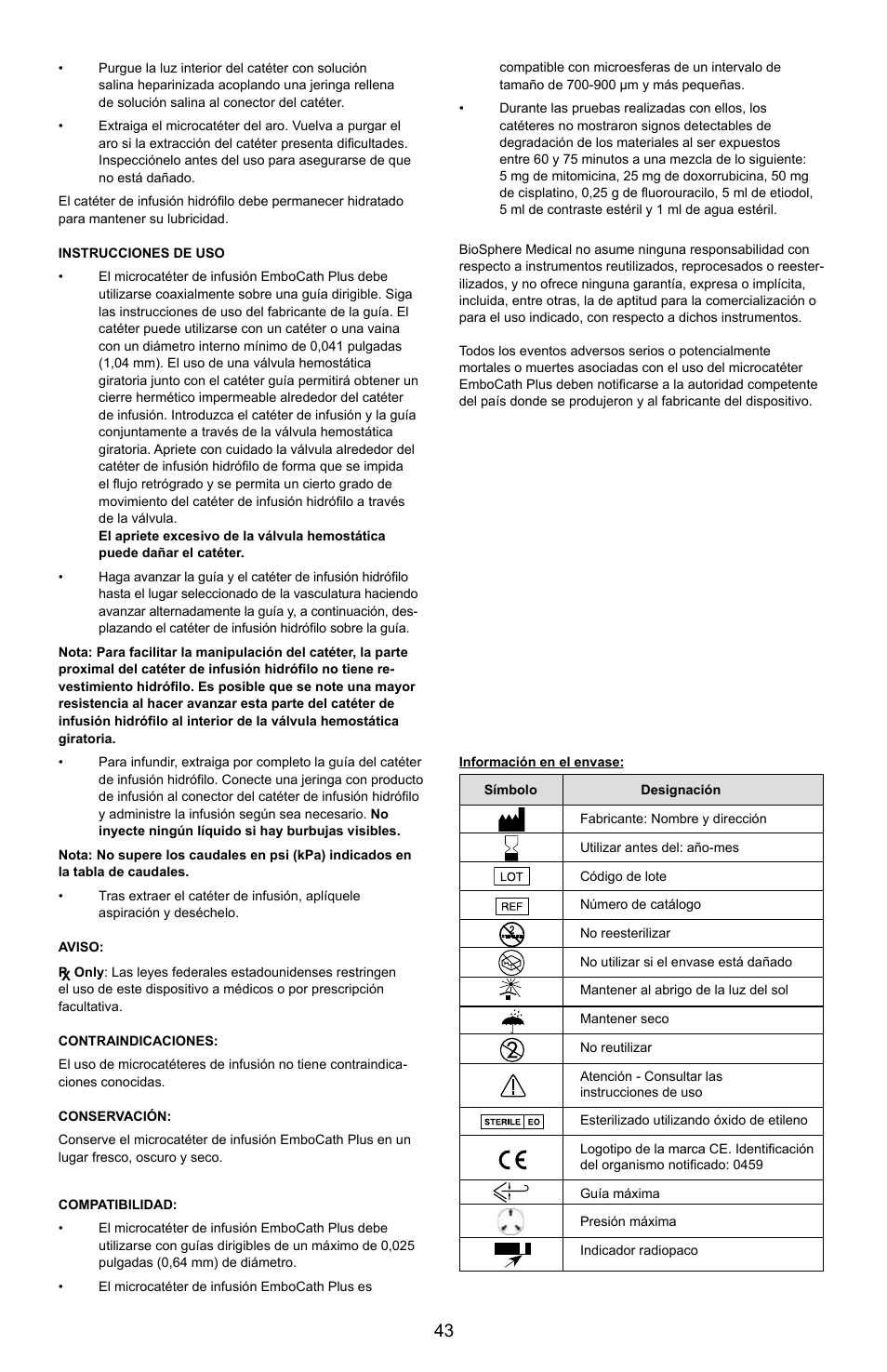 Merit Medical EmboCath Plus Infusion Microcatheter IFU User Manual | Page 45 / 49