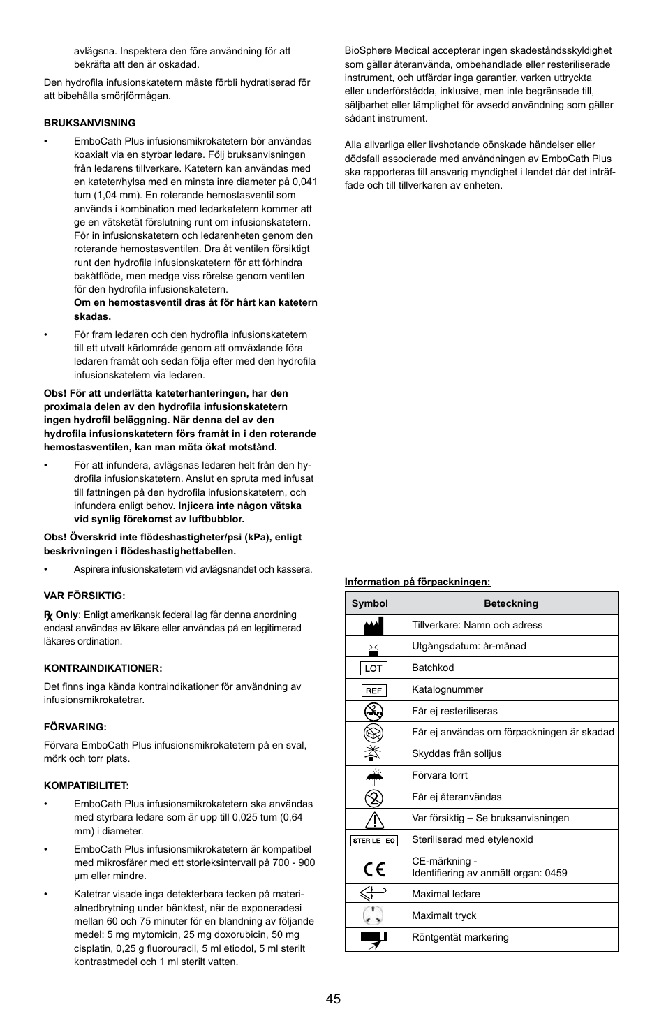 Merit Medical EmboCath Plus Infusion Microcatheter IFU User Manual | Page 47 / 49