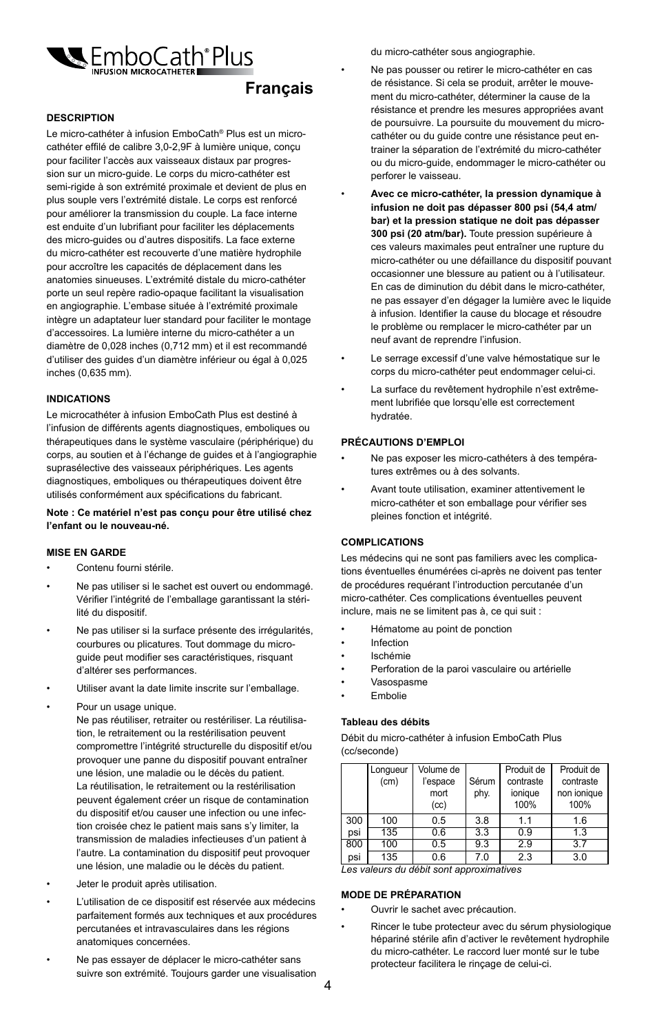 Français | Merit Medical EmboCath Plus Infusion Microcatheter IFU User Manual | Page 6 / 49
