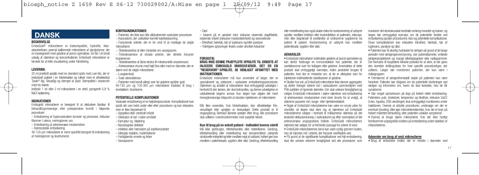 Dansk | Merit Medical EmboGold Microspheres IFU-Int'l User Manual | Page 17 / 52