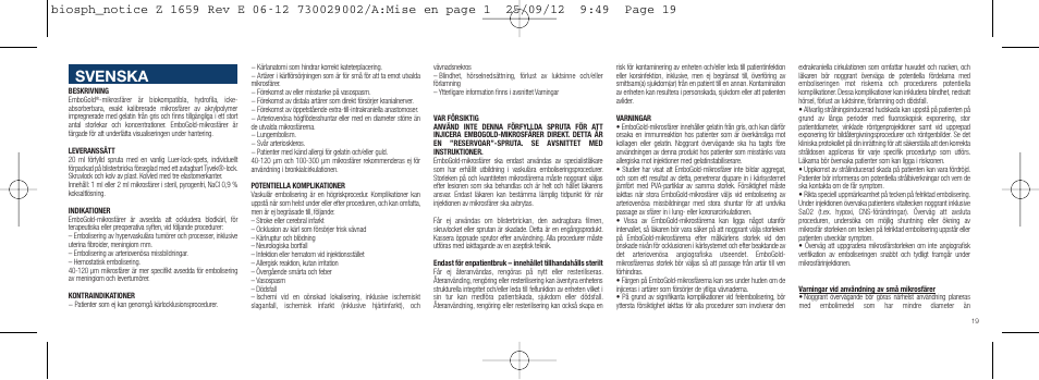 Svenska | Merit Medical EmboGold Microspheres IFU-Int'l User Manual | Page 19 / 52