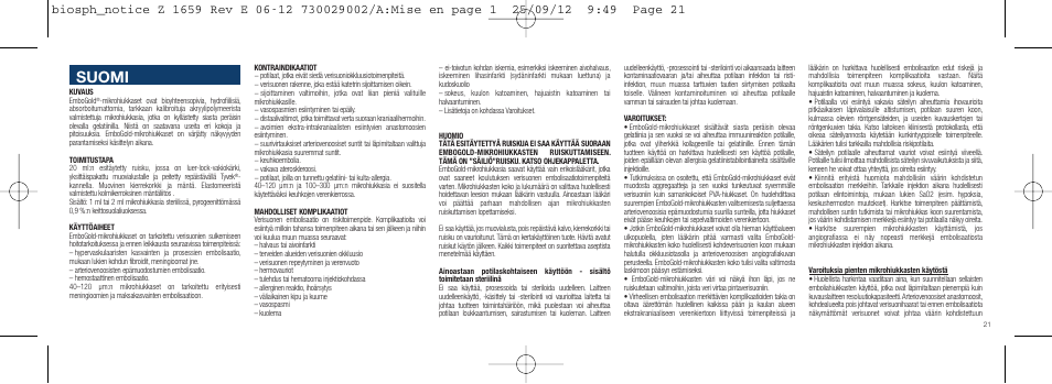 Suomi | Merit Medical EmboGold Microspheres IFU-Int'l User Manual | Page 21 / 52