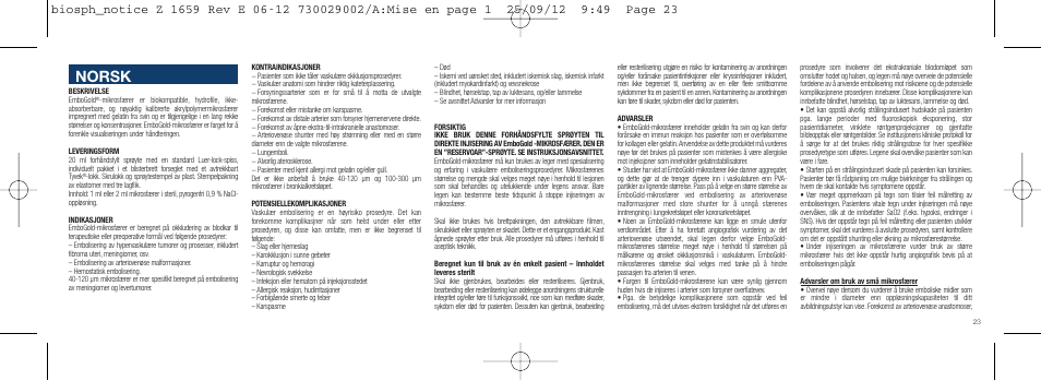 Norsk | Merit Medical EmboGold Microspheres IFU-Int'l User Manual | Page 23 / 52