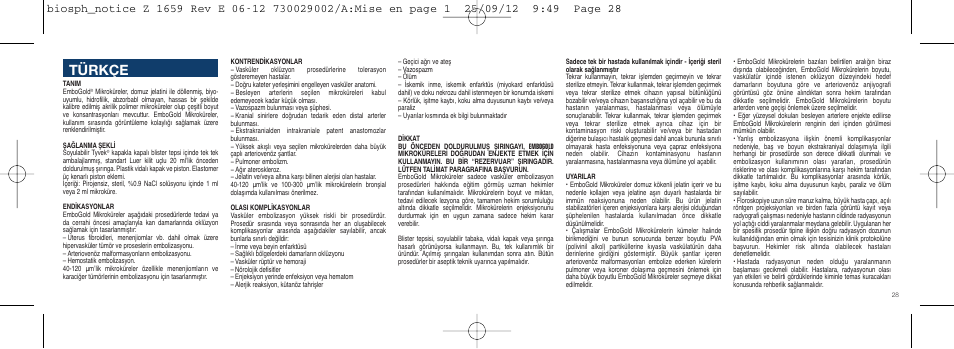 Türkçe | Merit Medical EmboGold Microspheres IFU-Int'l User Manual | Page 28 / 52