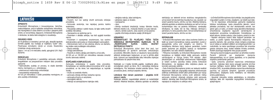 Latviešu | Merit Medical EmboGold Microspheres IFU-Int'l User Manual | Page 41 / 52