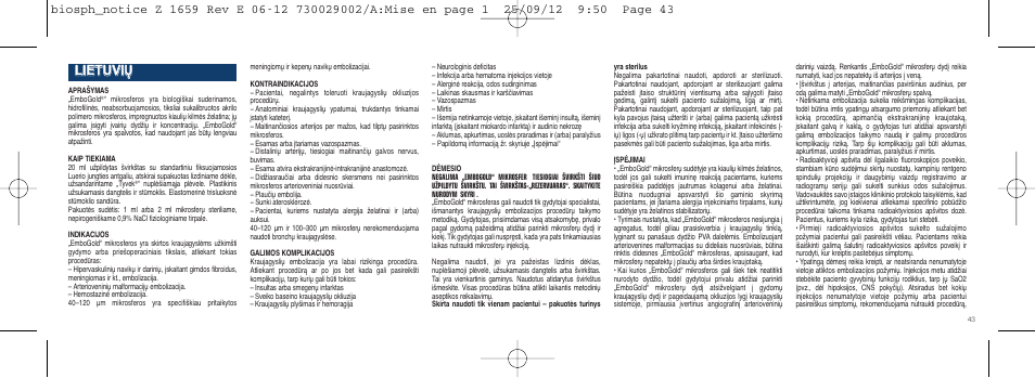 Lliieettuuvviiųų | Merit Medical EmboGold Microspheres IFU-Int'l User Manual | Page 43 / 52