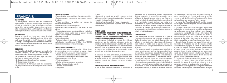 Français | Merit Medical EmboGold Microspheres IFU-Int'l User Manual | Page 5 / 52