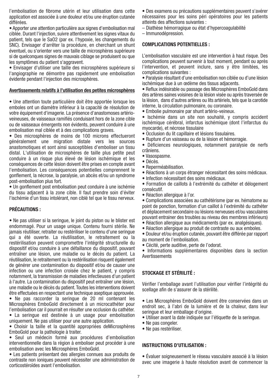 Merit Medical EmboGold Microspheres Prefilled Syringe IFU-US User Manual | Page 7 / 16