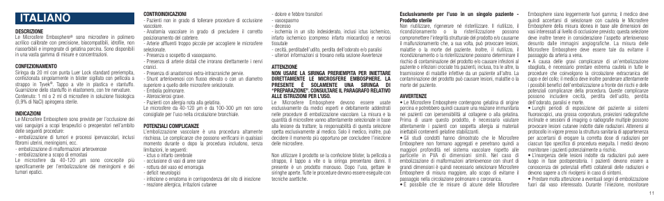 Italiano | Merit Medical Embosphere Microspheres Prefilled Syringe IFU-Int'l User Manual | Page 11 / 52