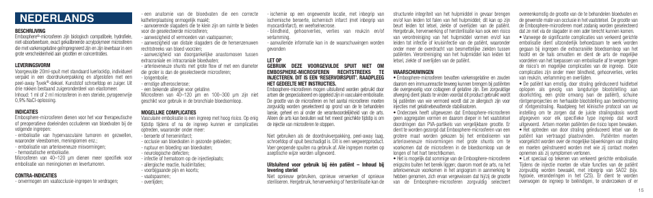 Nederlands | Merit Medical Embosphere Microspheres Prefilled Syringe IFU-Int'l User Manual | Page 15 / 52