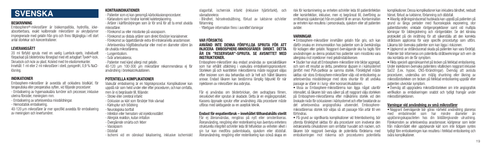 Svenska | Merit Medical Embosphere Microspheres Prefilled Syringe IFU-Int'l User Manual | Page 19 / 52