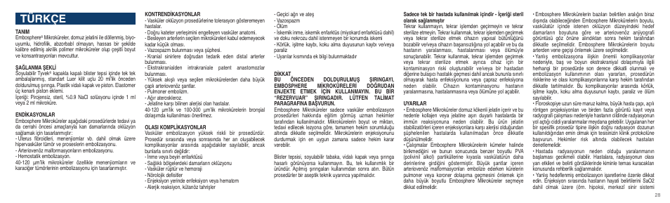 Türkçe | Merit Medical Embosphere Microspheres Prefilled Syringe IFU-Int'l User Manual | Page 28 / 52