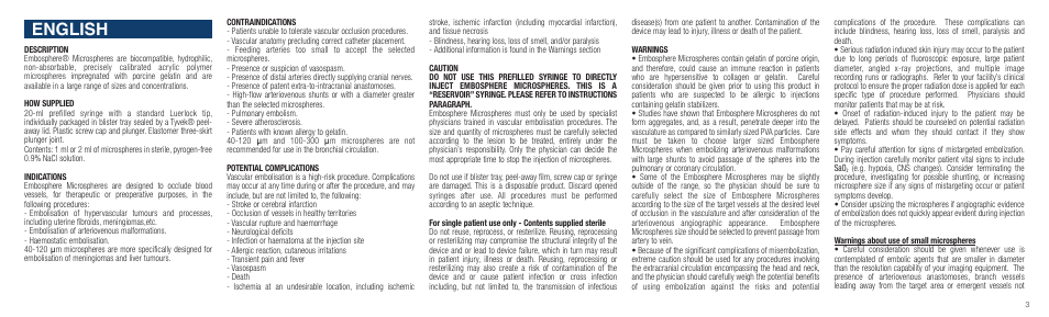 English | Merit Medical Embosphere Microspheres Prefilled Syringe IFU-Int'l User Manual | Page 3 / 52