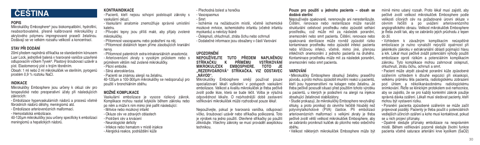 Čeština | Merit Medical Embosphere Microspheres Prefilled Syringe IFU-Int'l User Manual | Page 30 / 52
