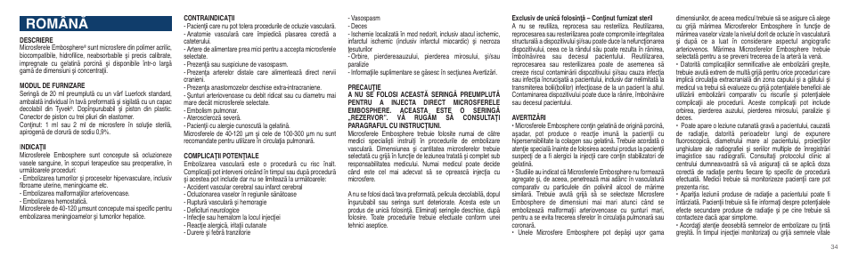 Română | Merit Medical Embosphere Microspheres Prefilled Syringe IFU-Int'l User Manual | Page 34 / 52