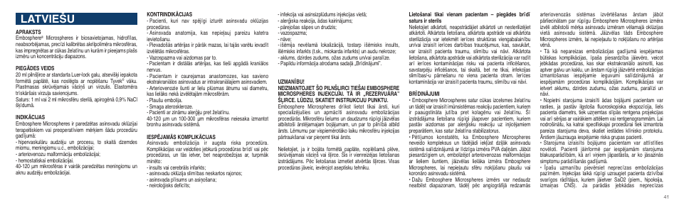 Latviešu | Merit Medical Embosphere Microspheres Prefilled Syringe IFU-Int'l User Manual | Page 41 / 52