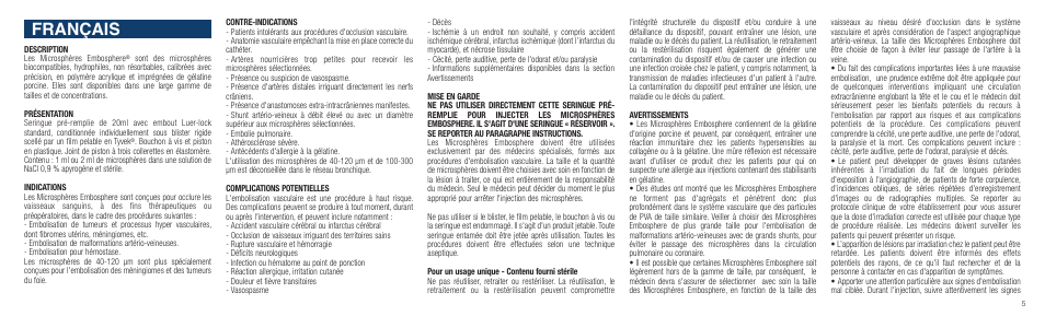 Français | Merit Medical Embosphere Microspheres Prefilled Syringe IFU-Int'l User Manual | Page 5 / 52