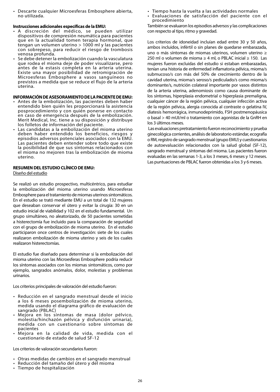 Merit Medical Embosphere Microspheres Prefilled Syringe IFU-US User Manual | Page 26 / 36