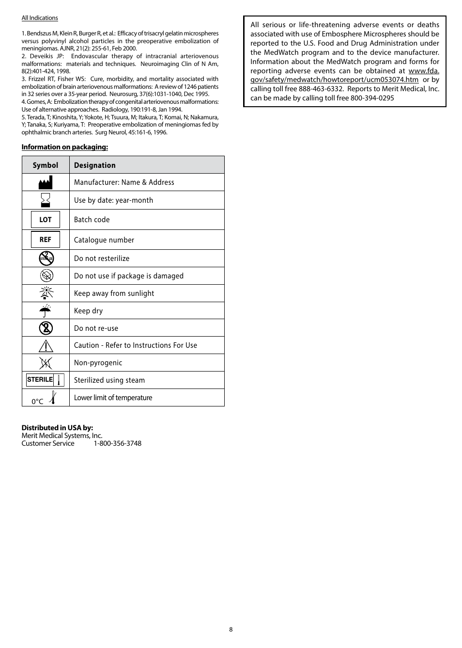 Merit Medical Embosphere Microspheres Prefilled Syringe IFU-US User Manual | Page 8 / 36