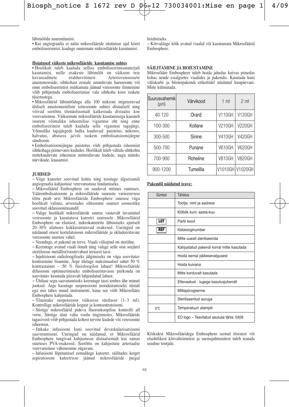 Merit Medical Embosphere Microspheres Sterile Vial IFU-Int'l User Manual | Page 48 / 52