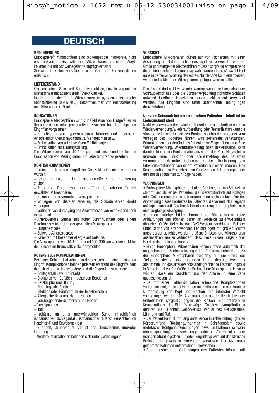 Deutsch | Merit Medical Embosphere Microspheres Sterile Vial IFU-Int'l User Manual | Page 9 / 52