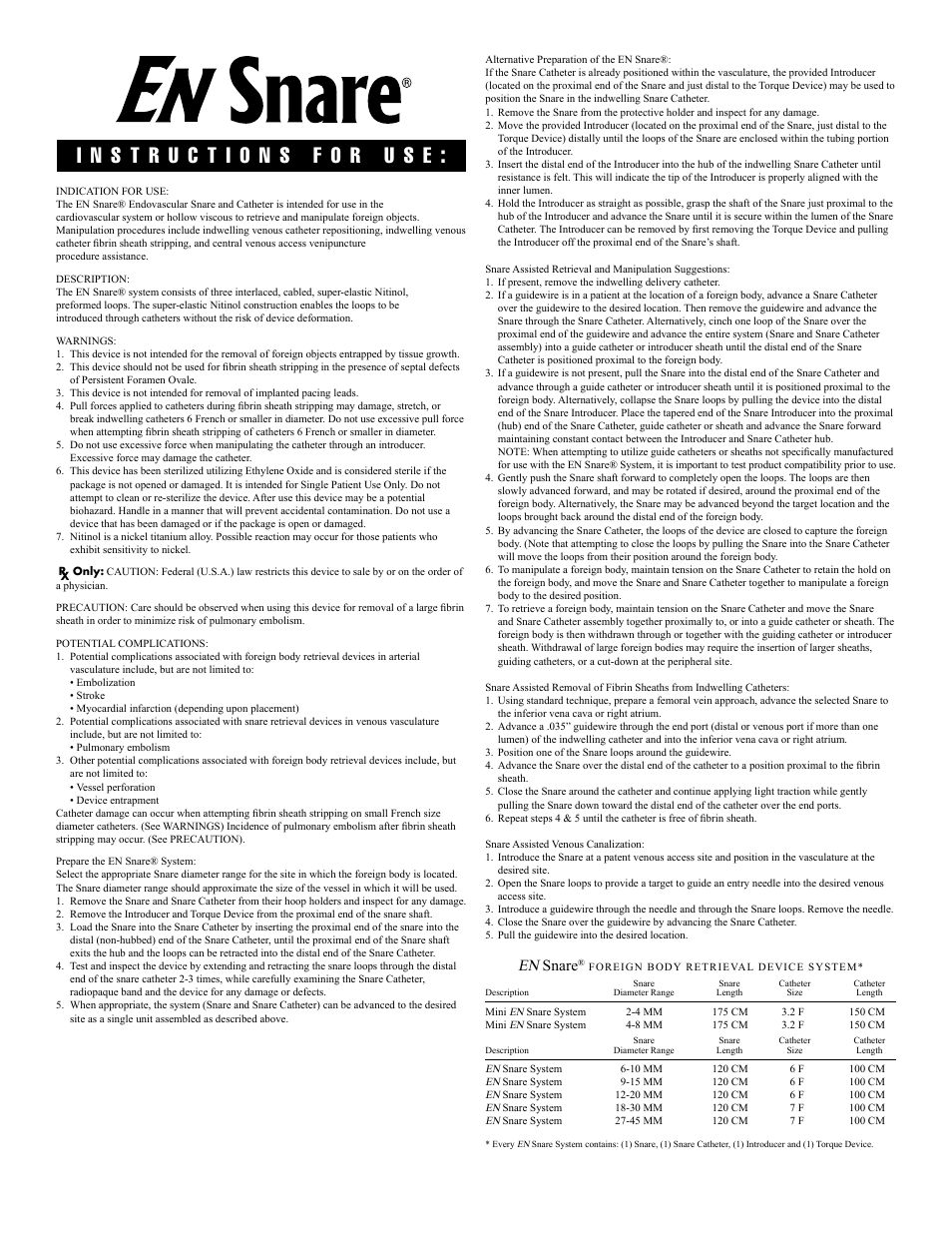 En snare | Merit Medical EN Snare Endovascular Snare System User Manual | Page 3 / 16