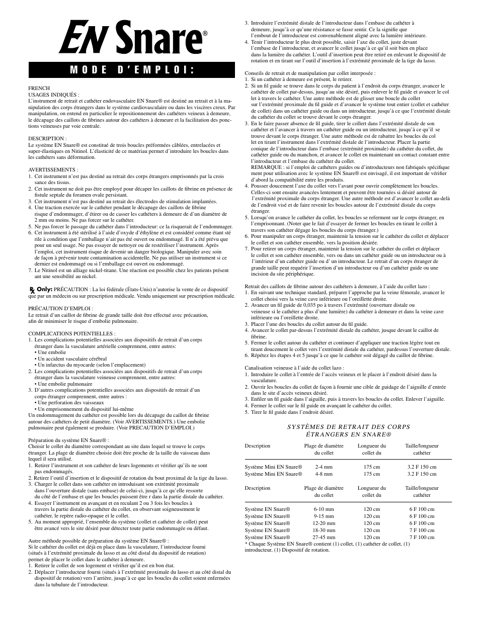 Merit Medical EN Snare Endovascular Snare System User Manual | Page 4 / 16