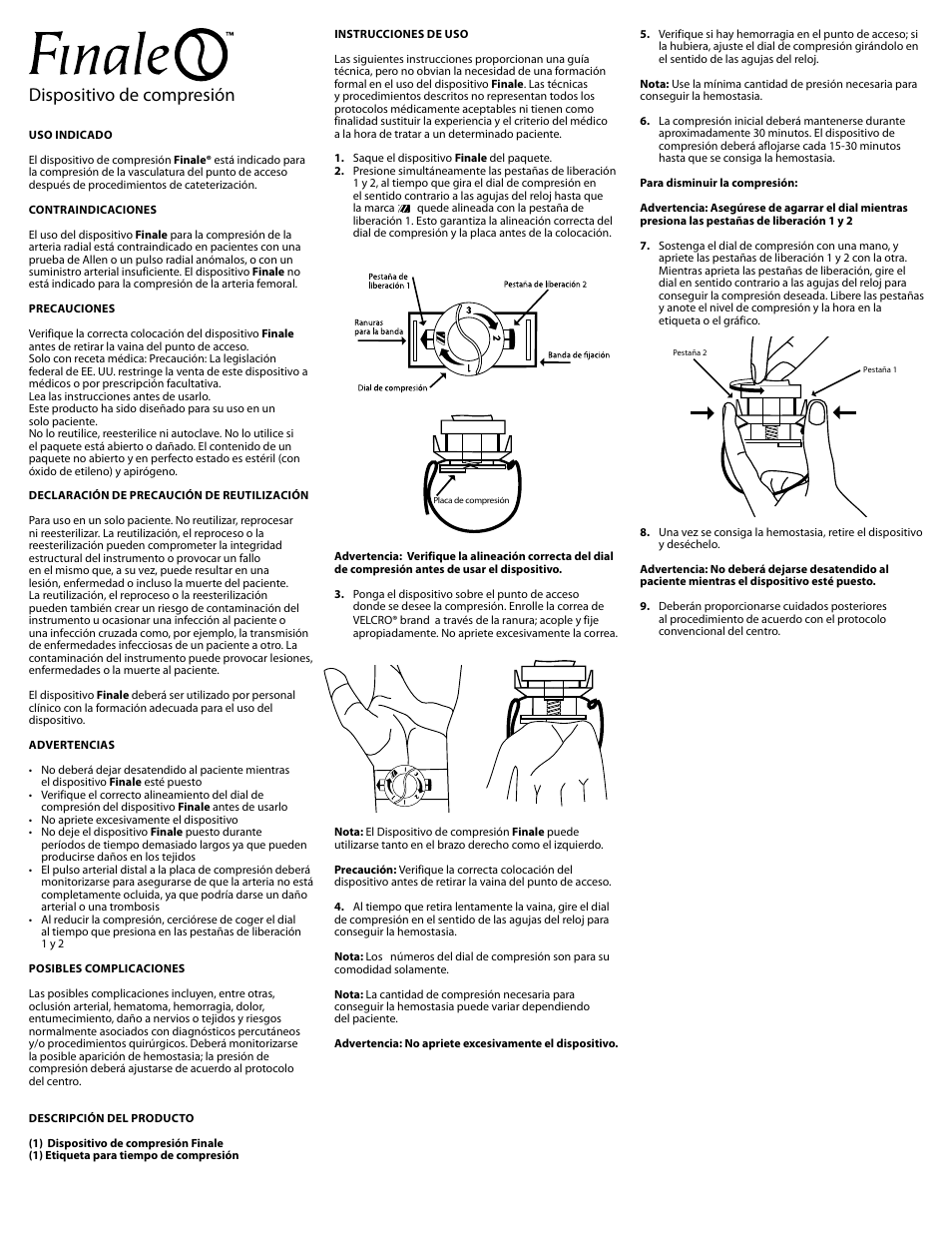 Dispositivo de compresión | Merit Medical Finale Radial Compression Device User Manual | Page 6 / 12