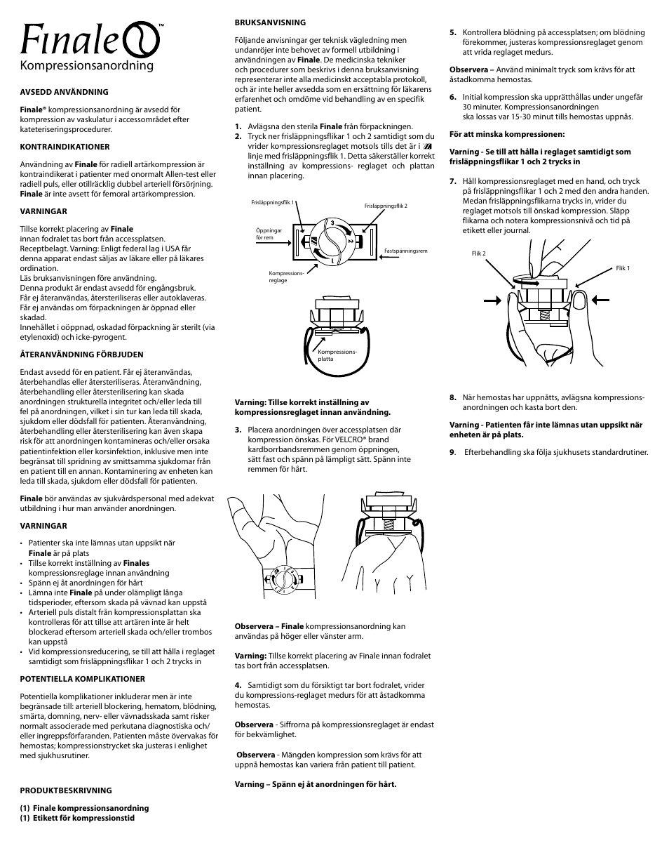 Kompressionsanordning | Merit Medical Finale Radial Compression Device User Manual | Page 9 / 12