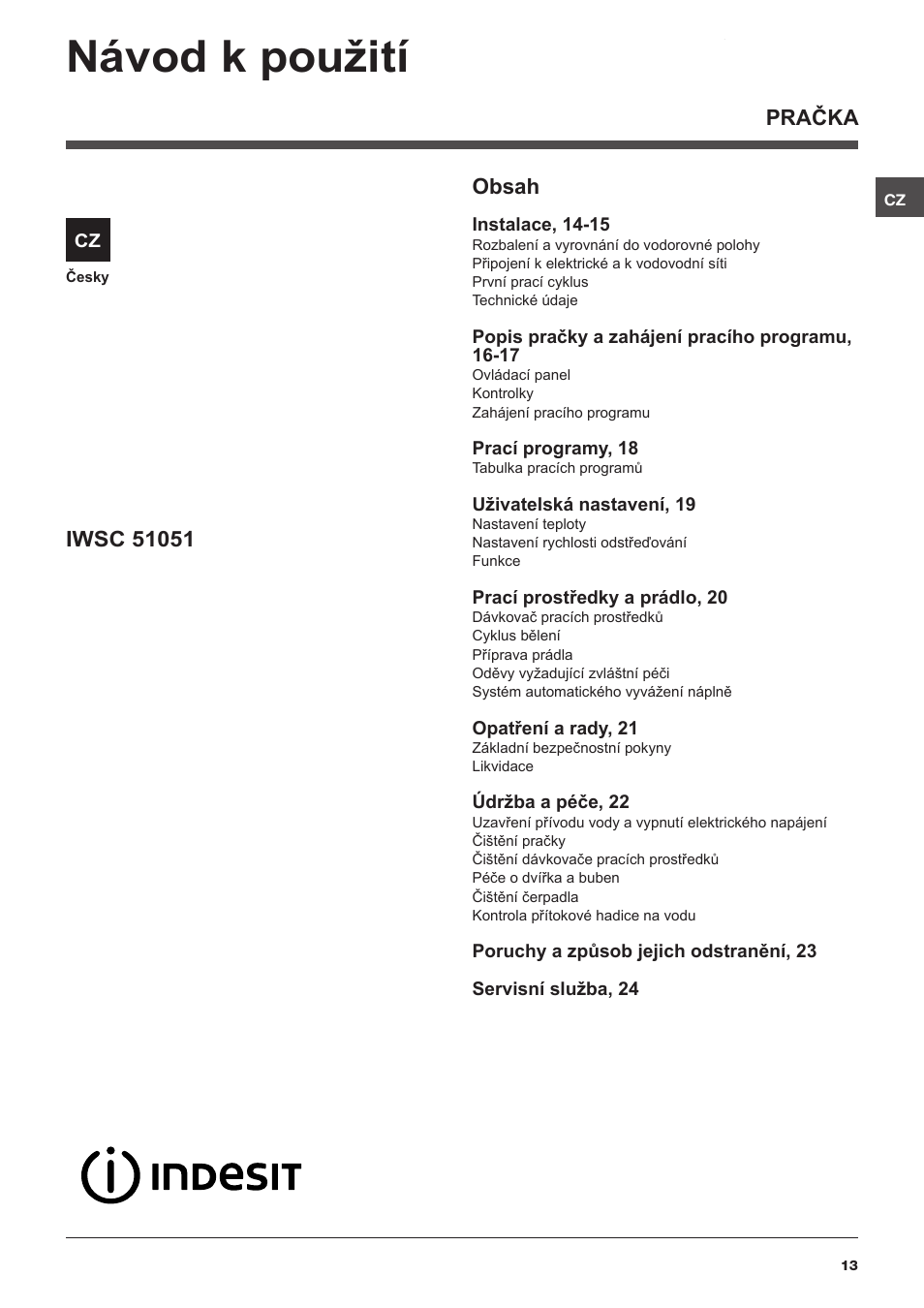 Indesit IWSC 51051 C ECO User Manual | Page 13 / 60